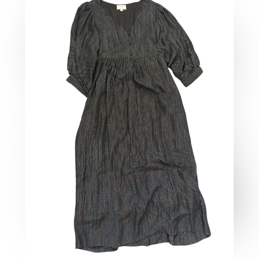 NEW CIEBON Metallic Rainbow Maxi Dress | Lame Statement Dress | 3/4 Sleeve | XS - Picture 2 of 10